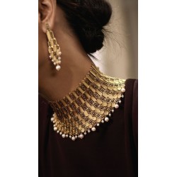 Choker and earrings.