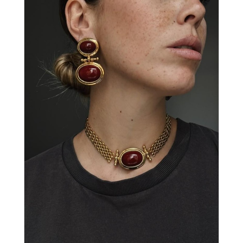 Necklace and earrings.