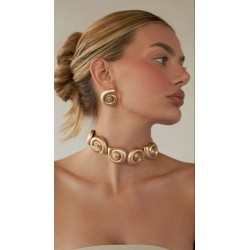 Necklace and earrings.