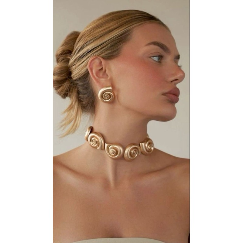 Necklace and earrings.